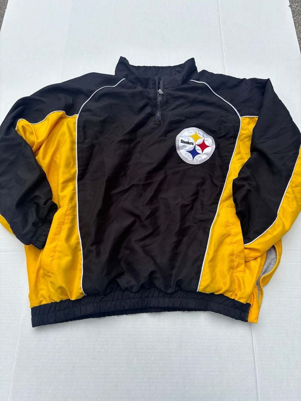 Vintage NFL Pittsburgh Steelers Quarter Zip Windbreaker Jacket Size Large